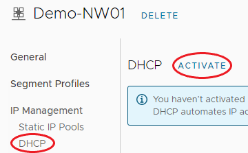 Activate DHCP