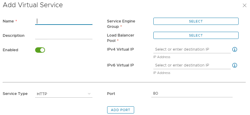 Load Balancer Virtual Service Add